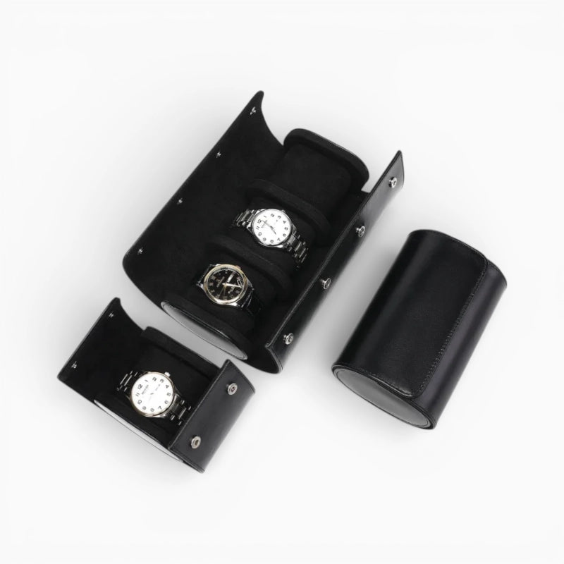 Étui Voyage Montre en Cuir Noir