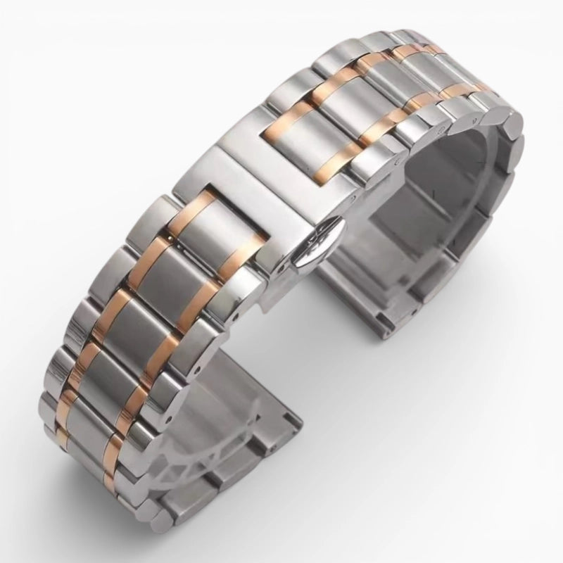 bracelet montre acier bicolore argent et or rose