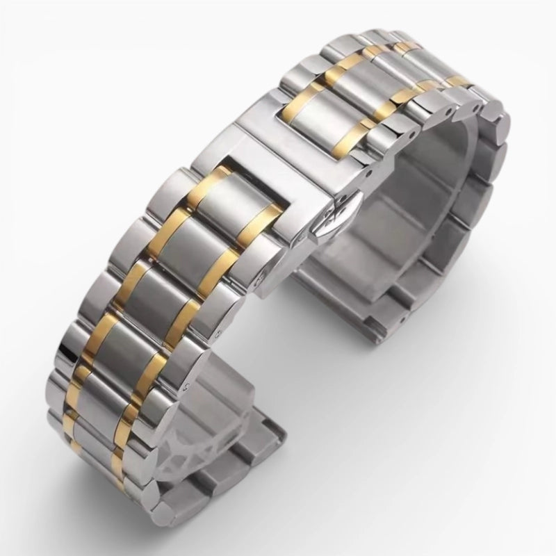 bracelet montre acier bicolore argent et or