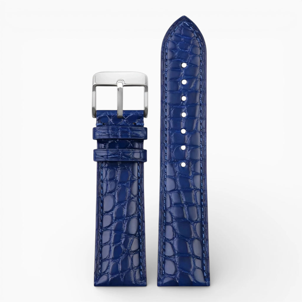 bracelet montre crocodile bleu marine