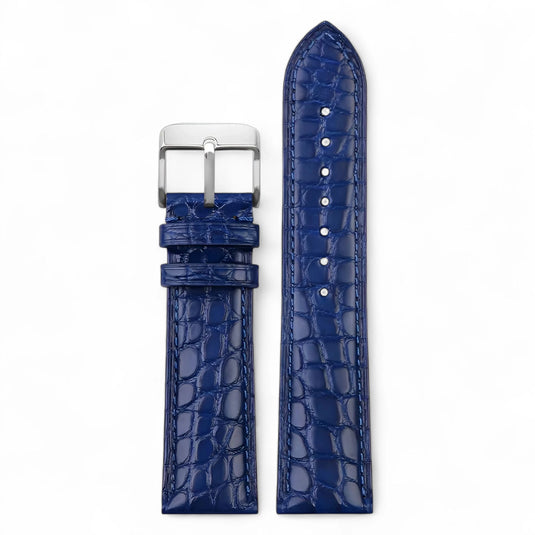 bracelet montre crocodile bleu marine