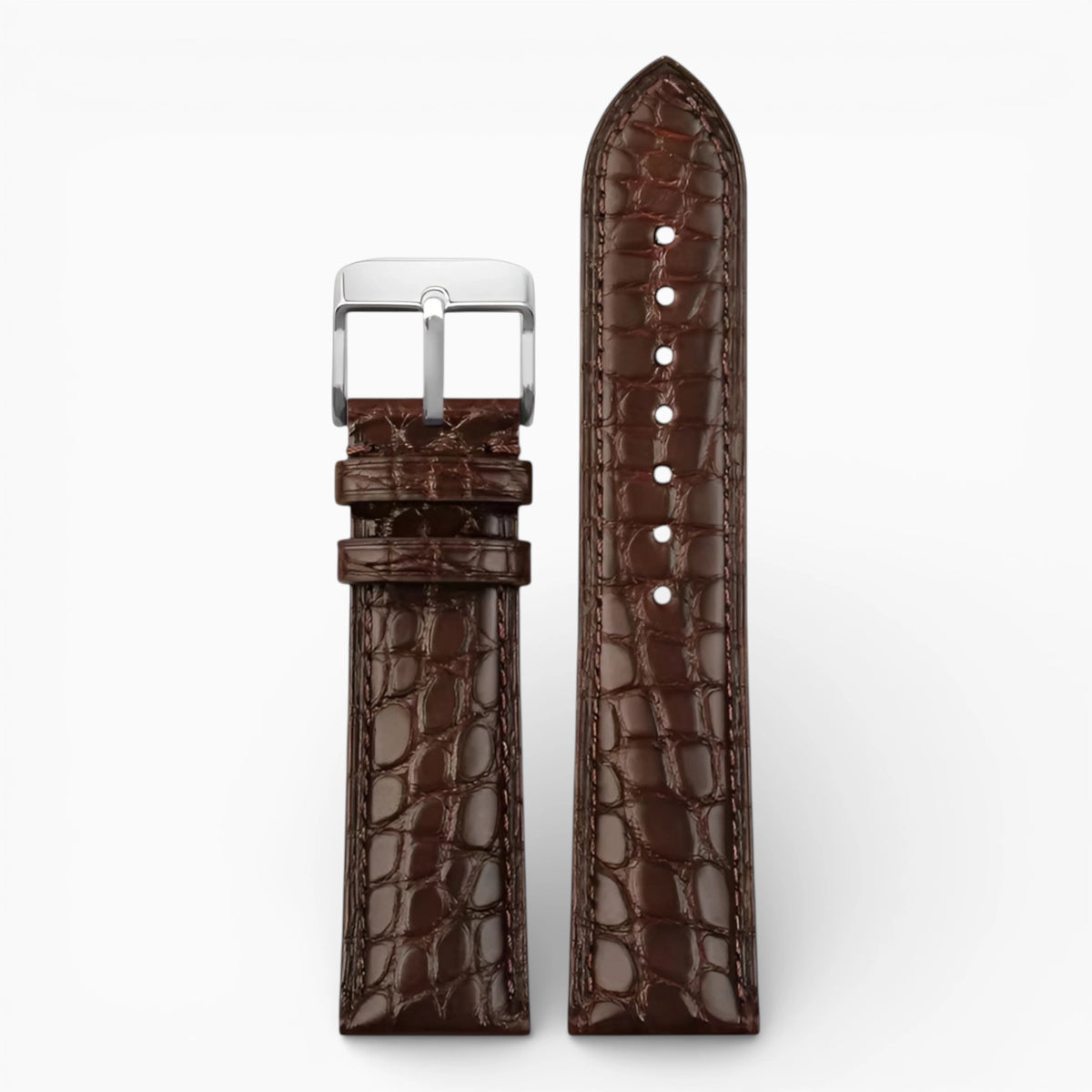 bracelet montre crocodile marron