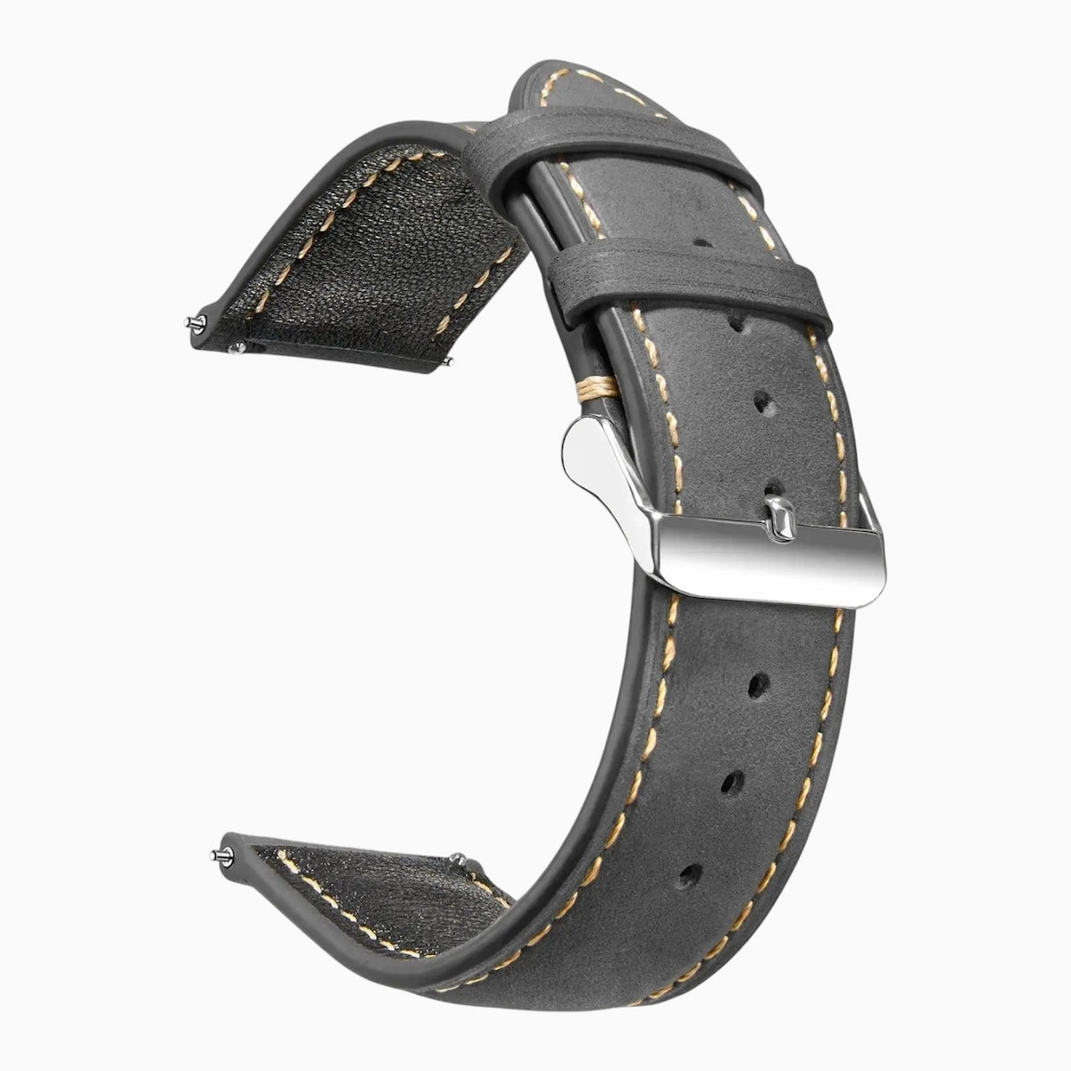 bracelet montre cuir artisanal gris
