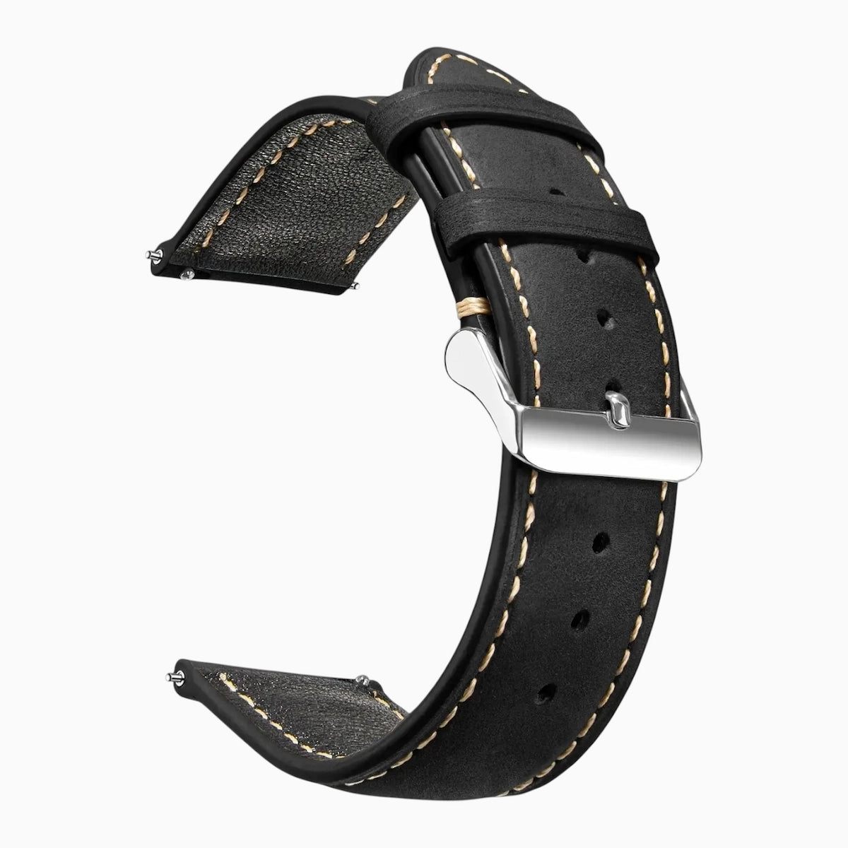 bracelet montre cuir artisanal noir