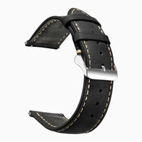bracelet montre cuir artisanal noir
