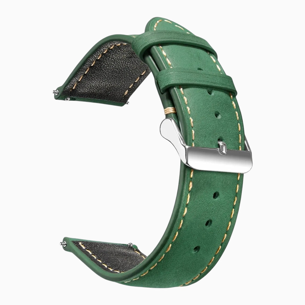 bracelet montre cuir artisanal vert