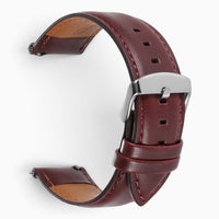 bracelet montre cuir bordeaux boucle argentee