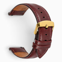 bracelet montre cuir bordeaux boucle dorée