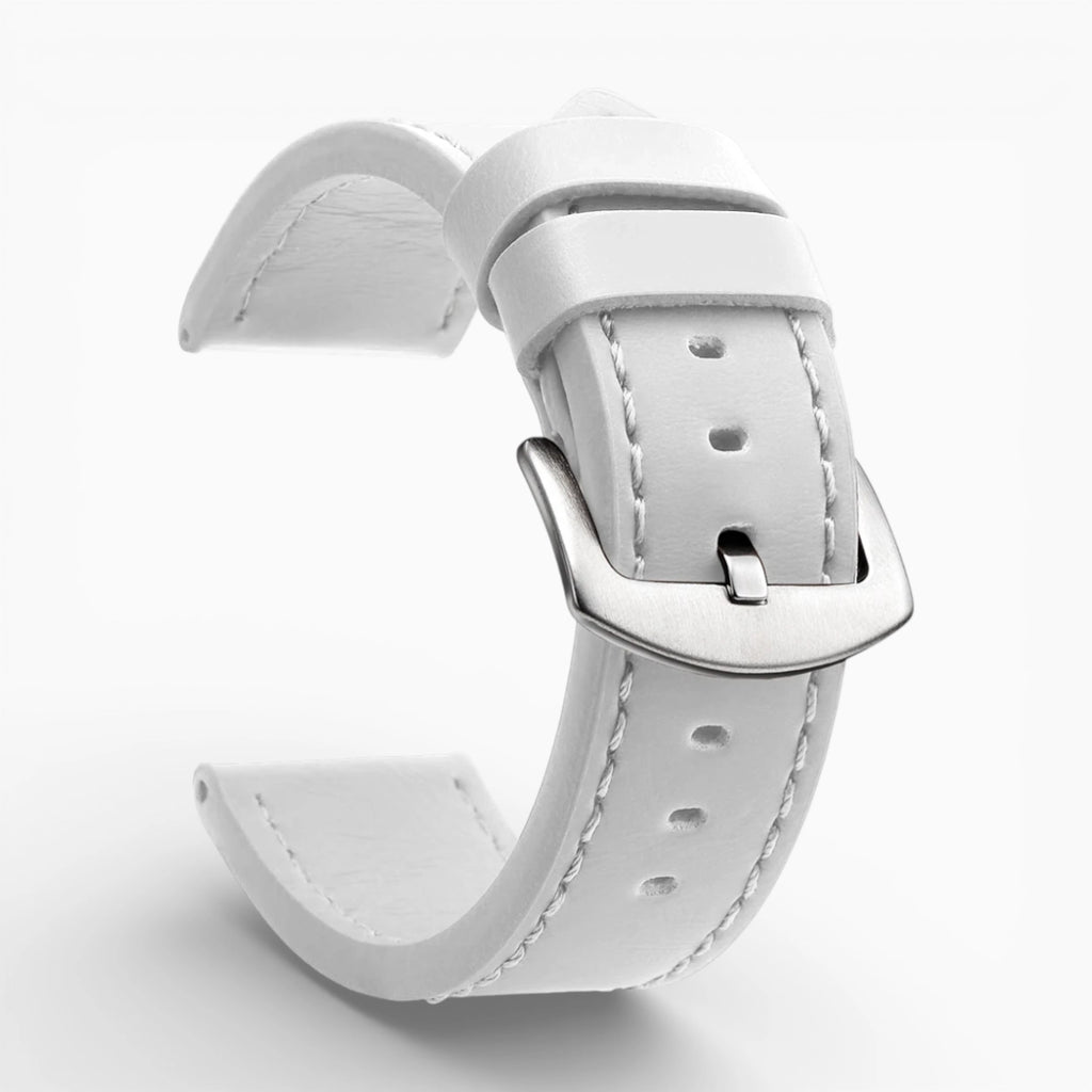 bracelet montre cuir épais blanc