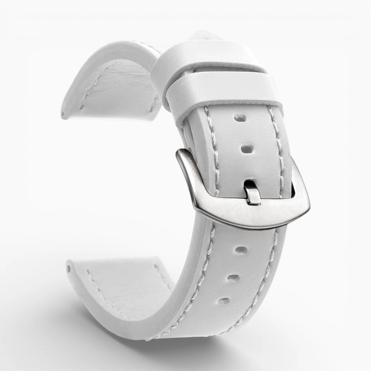 bracelet montre cuir épais blanc