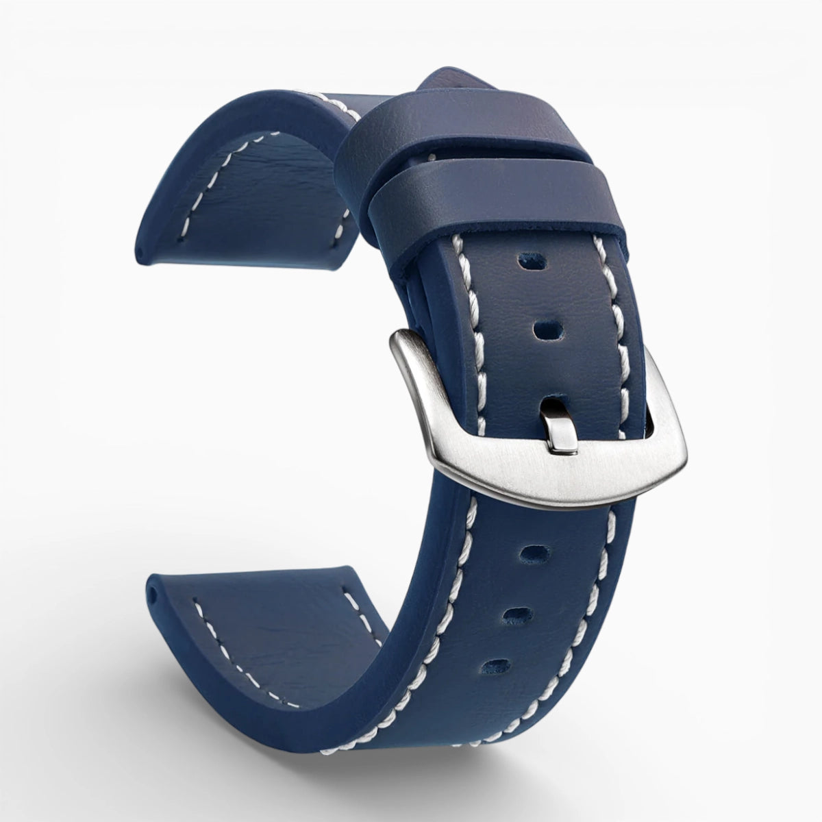 bracelet montre cuir épais bleu marine