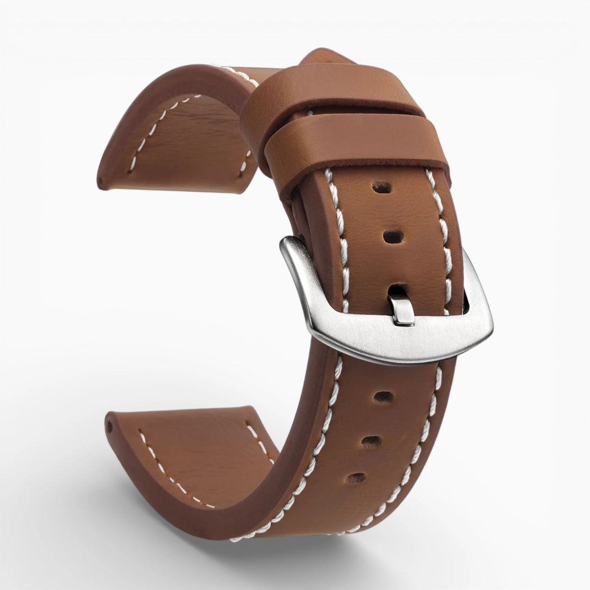 bracelet montre cuir épais marron clair