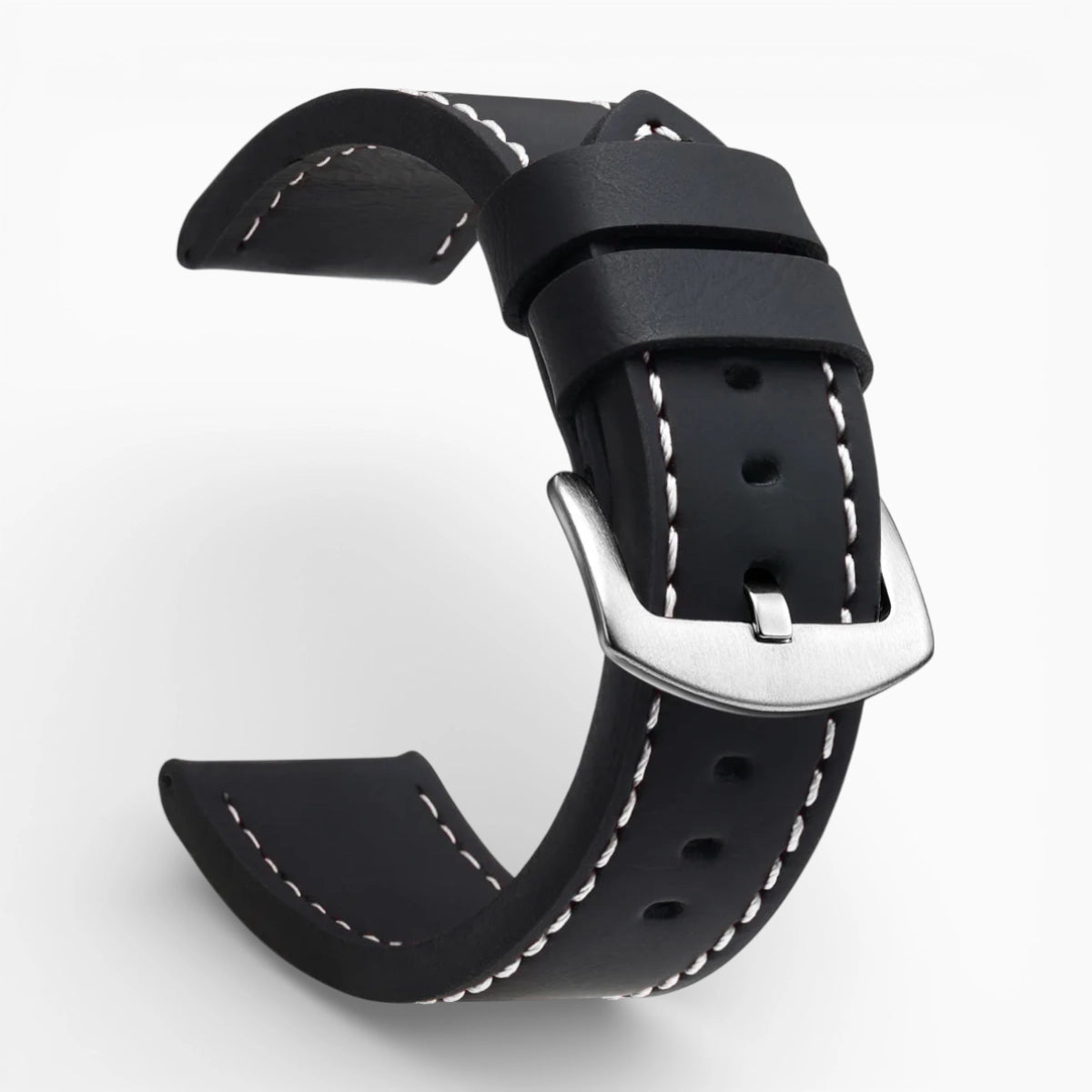 bracelet montre cuir épais noir