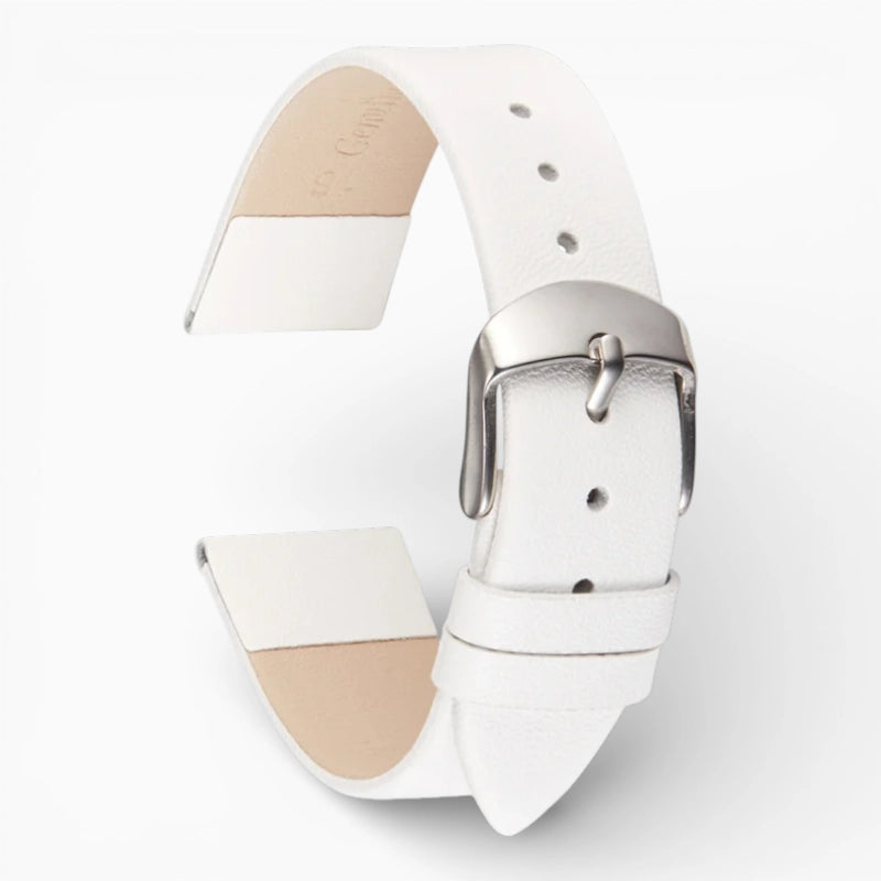 bracelet montre cuir fin blanc
