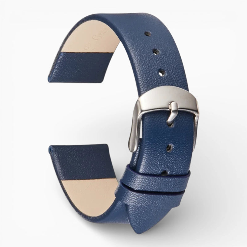 bracelet montre cuir fin bleu marine