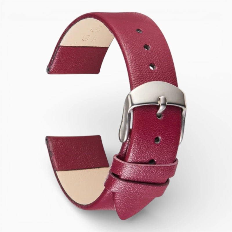 bracelet montre cuir fin bordeaux
