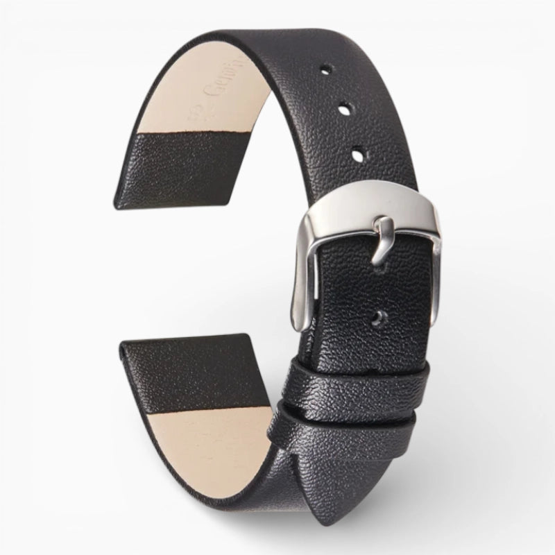 bracelet montre cuir fin noir