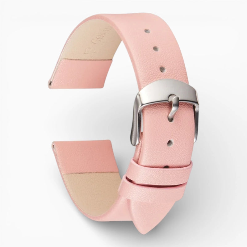 bracelet montre cuir fin rose