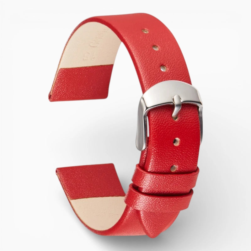 bracelet montre cuir fin rouge