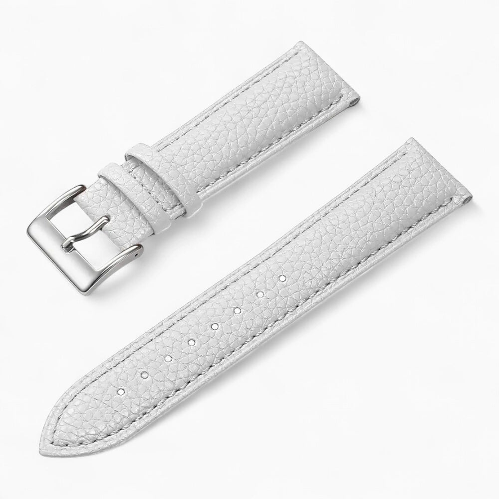 bracelet montre cuir grainé blanc