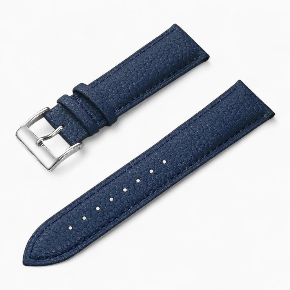 bracelet montre cuir grainé bleu marine