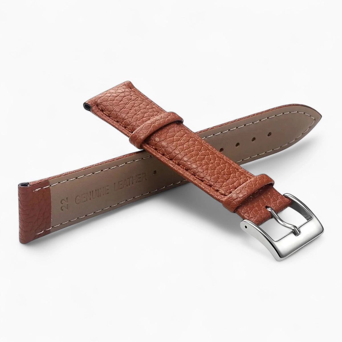 bracelet montre cuir grainé marron clair
