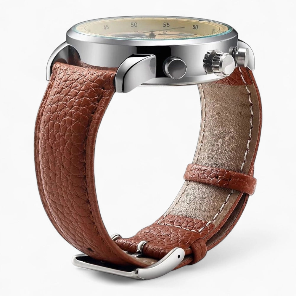 bracelet montre cuir grainé marron clair