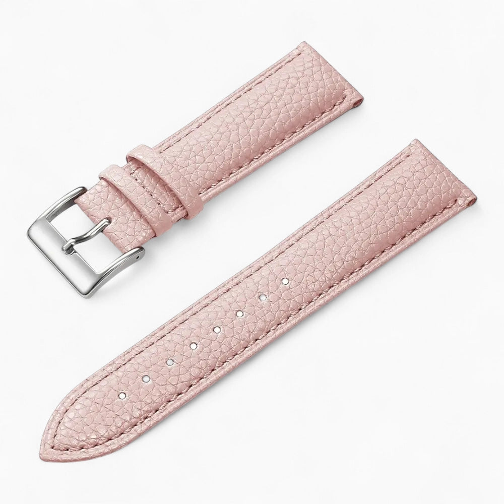 bracelet montre cuir grainé rose