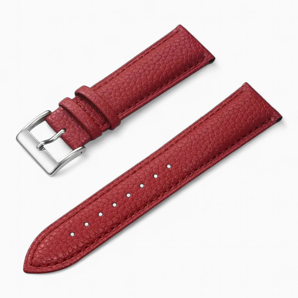 bracelet montre cuir grainé rouge