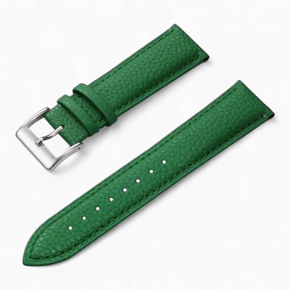 bracelet montre cuir grainé vert