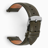 bracelet montre cuir kaki boucle argentee