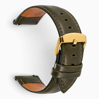 bracelet montre cuir kaki boucle dorée