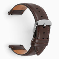 bracelet montre cuir marron boucle argentee