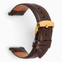 bracelet montre cuir marron boucle dorée