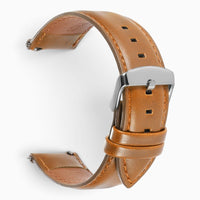 bracelet montre cuir marron clair boucle argentee
