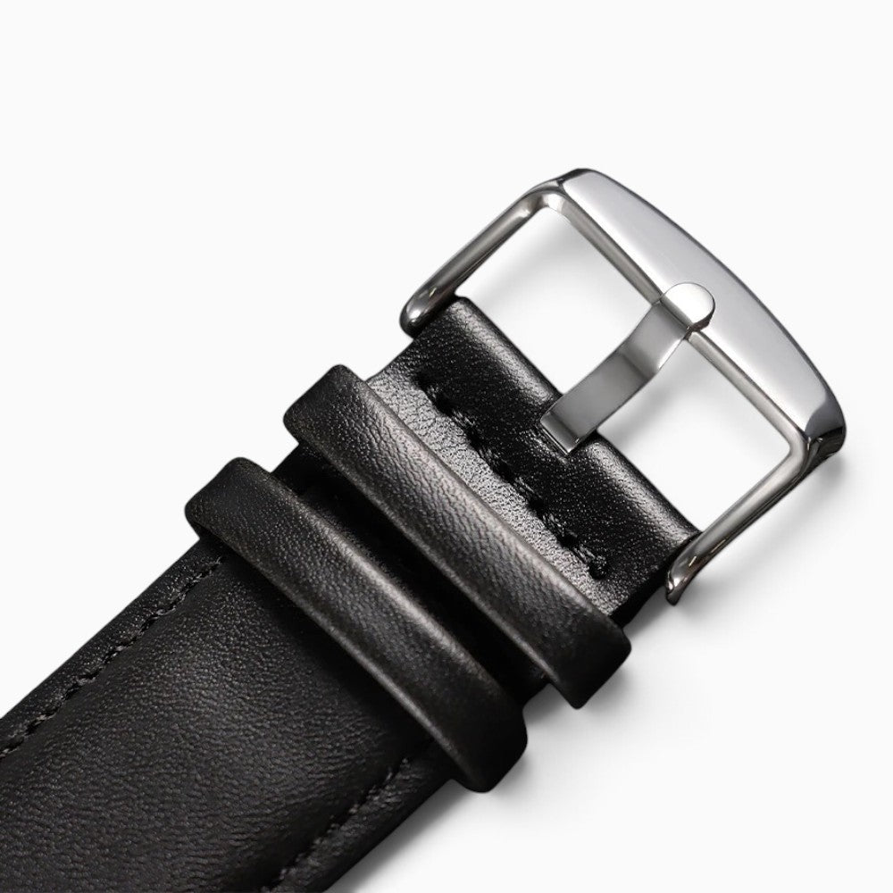 bracelet montre cuir noir boucle ardillon