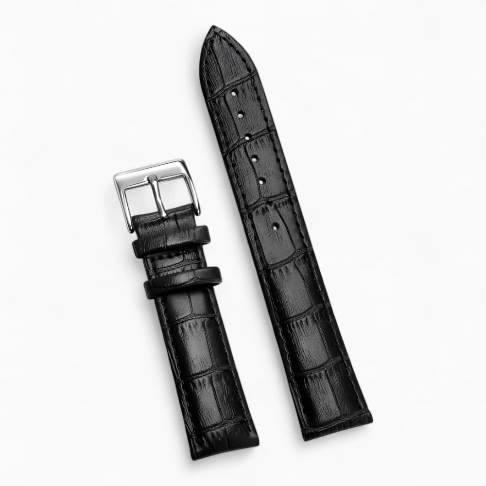 Bracelet Montre Cuir Boucle Argentée