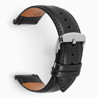 bracelet montre cuir noir boucle argentee