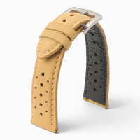 bracelet montre cuir perforé beige