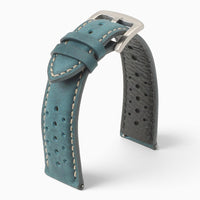 bracelet montre cuir perforé bleu océan