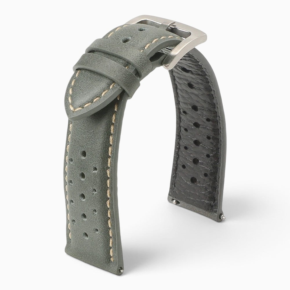 bracelet montre cuir perforé gris
