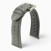 bracelet montre cuir perforé gris