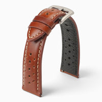 bracelet montre cuir perforé marron