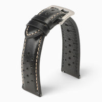bracelet montre cuir perforé noir