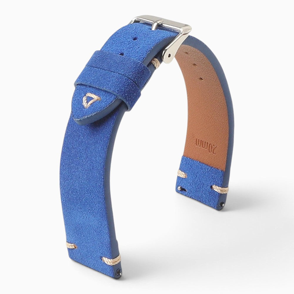 bracelet montre cuir suédé bleu
