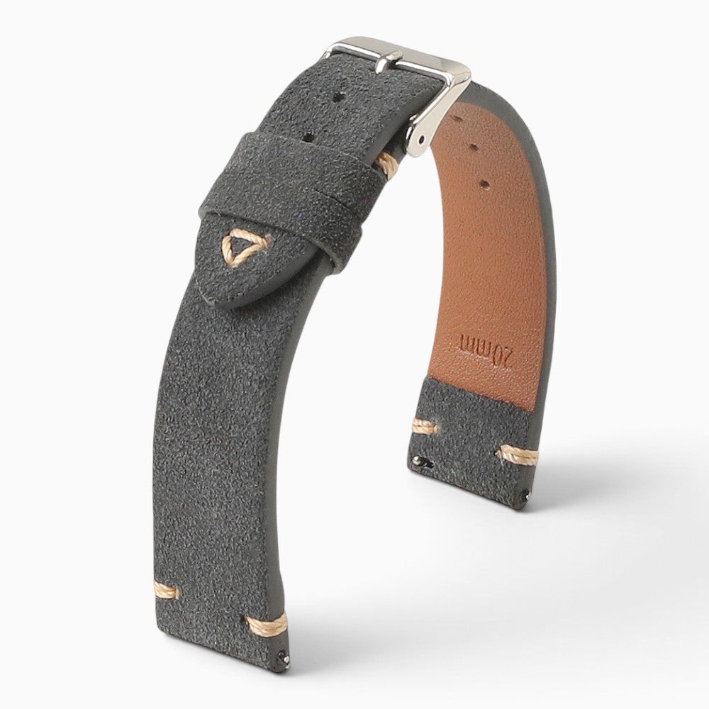 bracelet montre cuir suédé gris