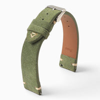 bracelet montre cuir suédé kaki