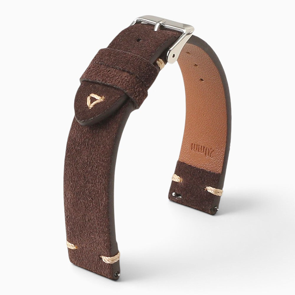 bracelet montre cuir suédé marron chocolat