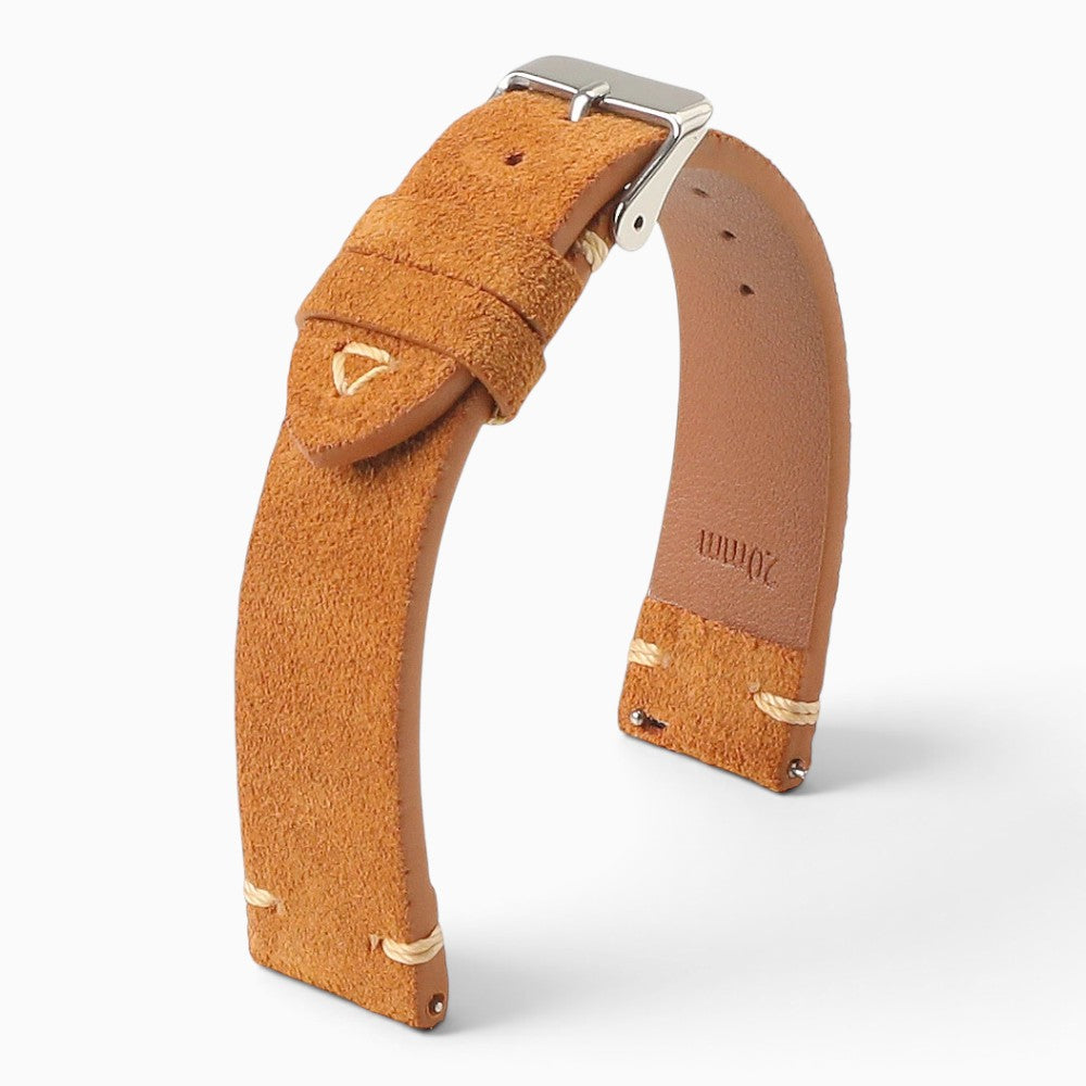 bracelet montre cuir suédé marron clair