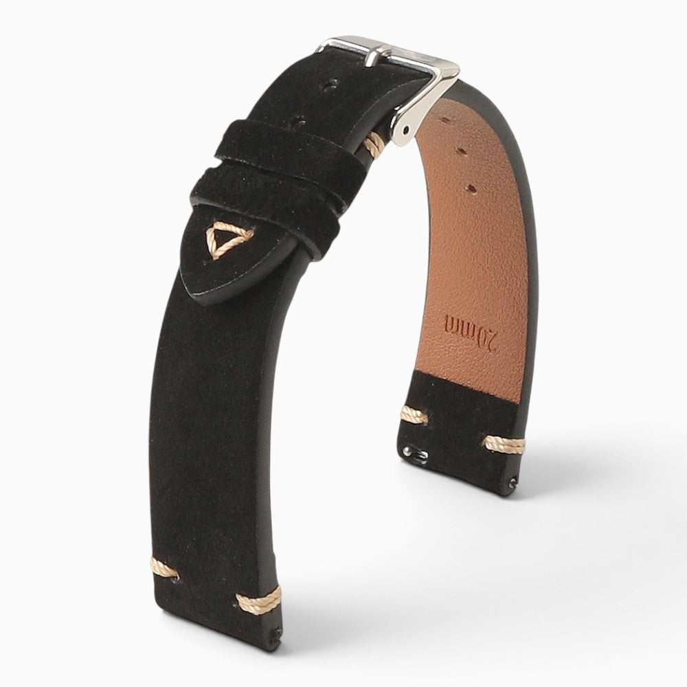 bracelet montre cuir suédé noir